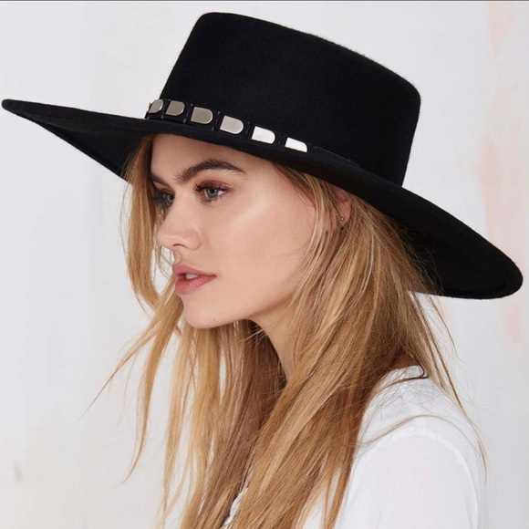 Nasty Gal Accessories - Nasty Gal Janelle Boater Hat Wide Brim Wool Boho
